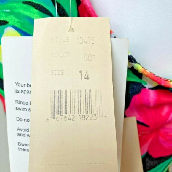 Tropical Floral Swimsuit Sirena Concepts Size 14 Bodysuit Hawaii Beach Vtg Y2K - Picture 11 of 12